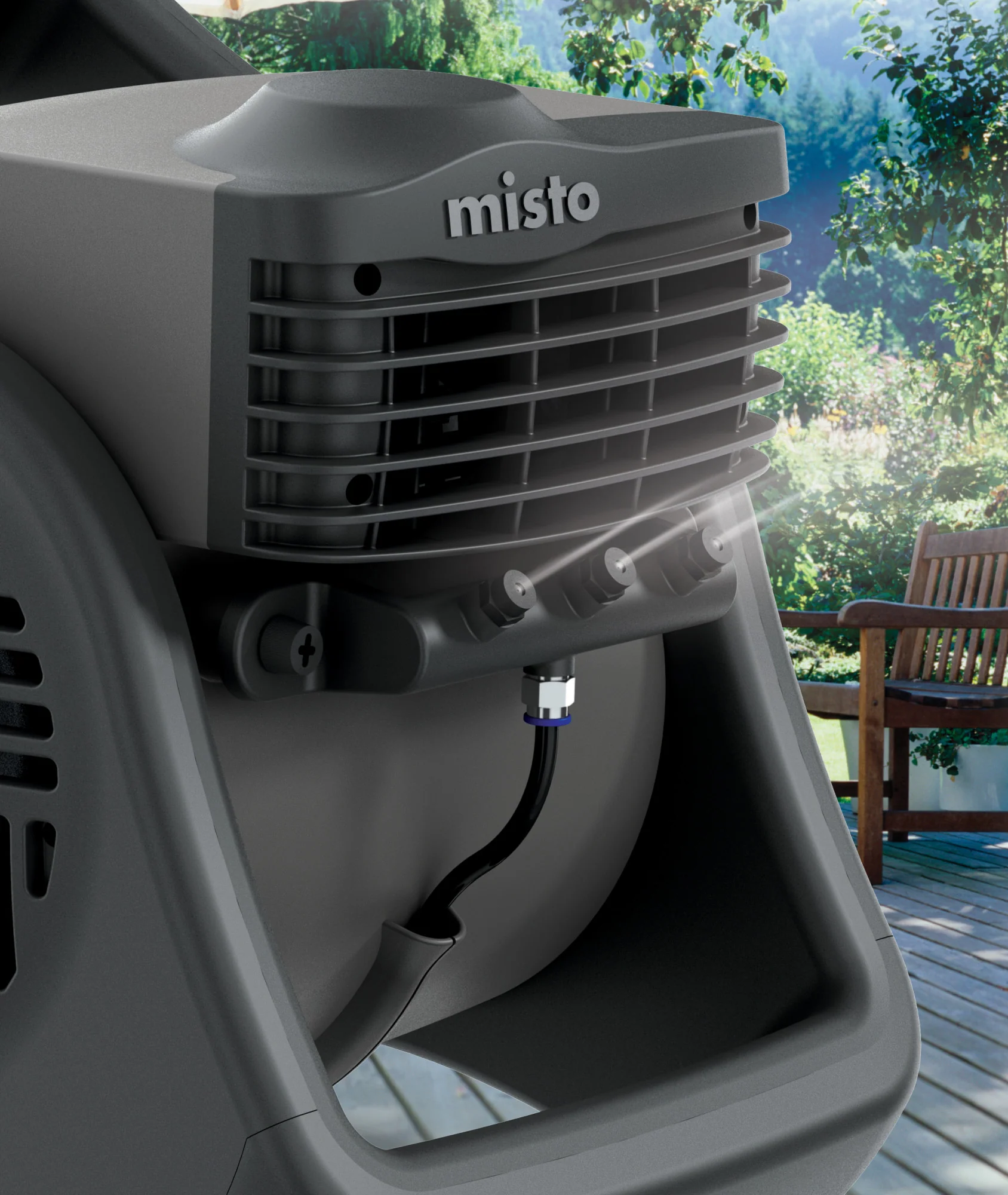 Lasko Misto® Outdoor Misting Fan (3-speed, pivoting, 9' hose, GFCI, black) - Image 8
