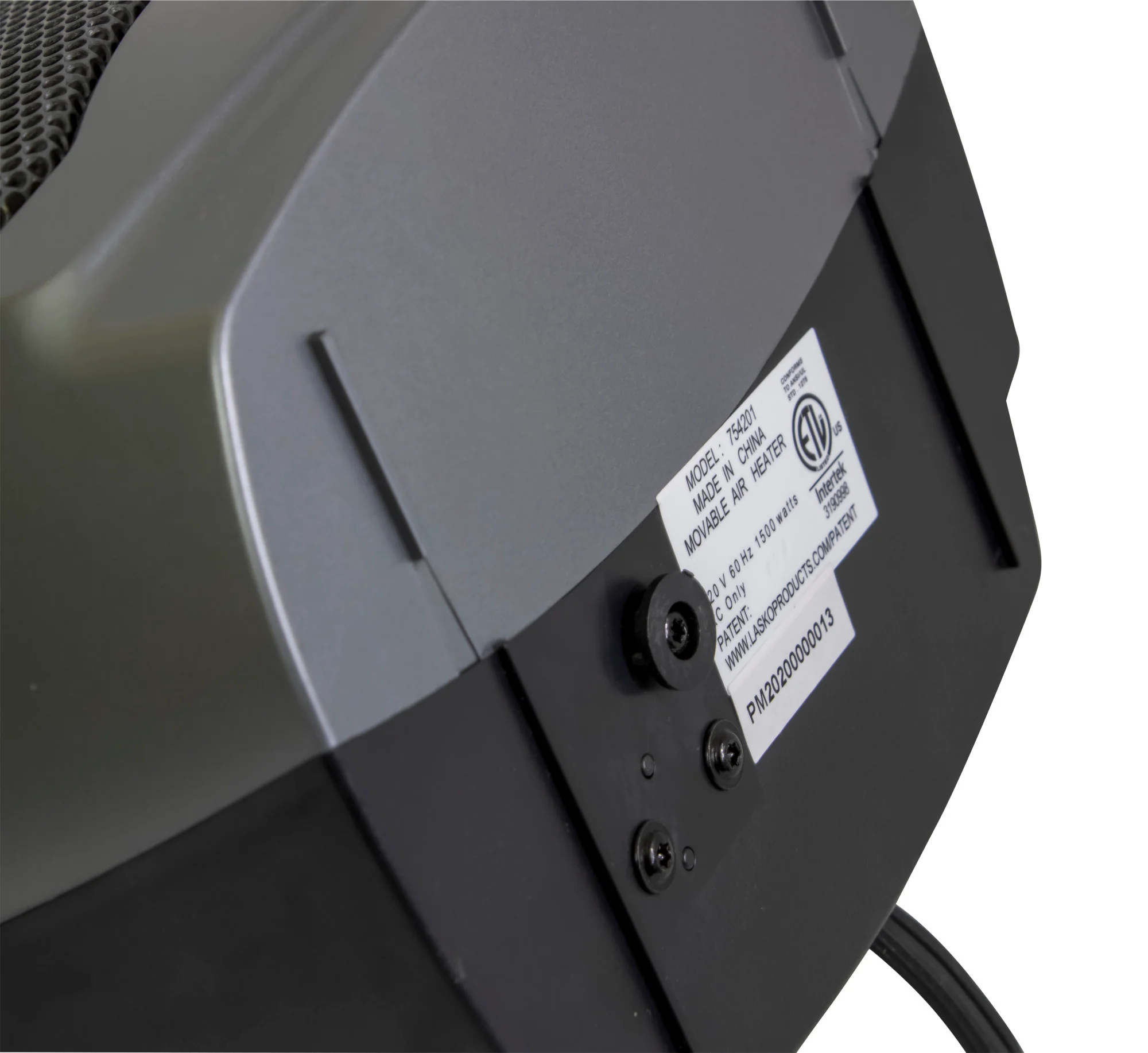 Lasko 1500W 2-Speed Ceramic Space Heater with Tip-Over Safety Switch, 754201, Gray - Image 11