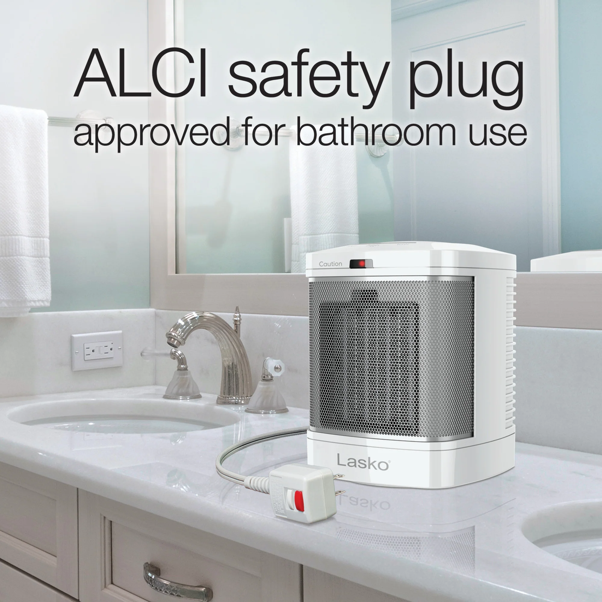 Lasko 1500W Bathroom Space Heater with ALCI Safety Plug and Timer, CD08200, White - Image 11