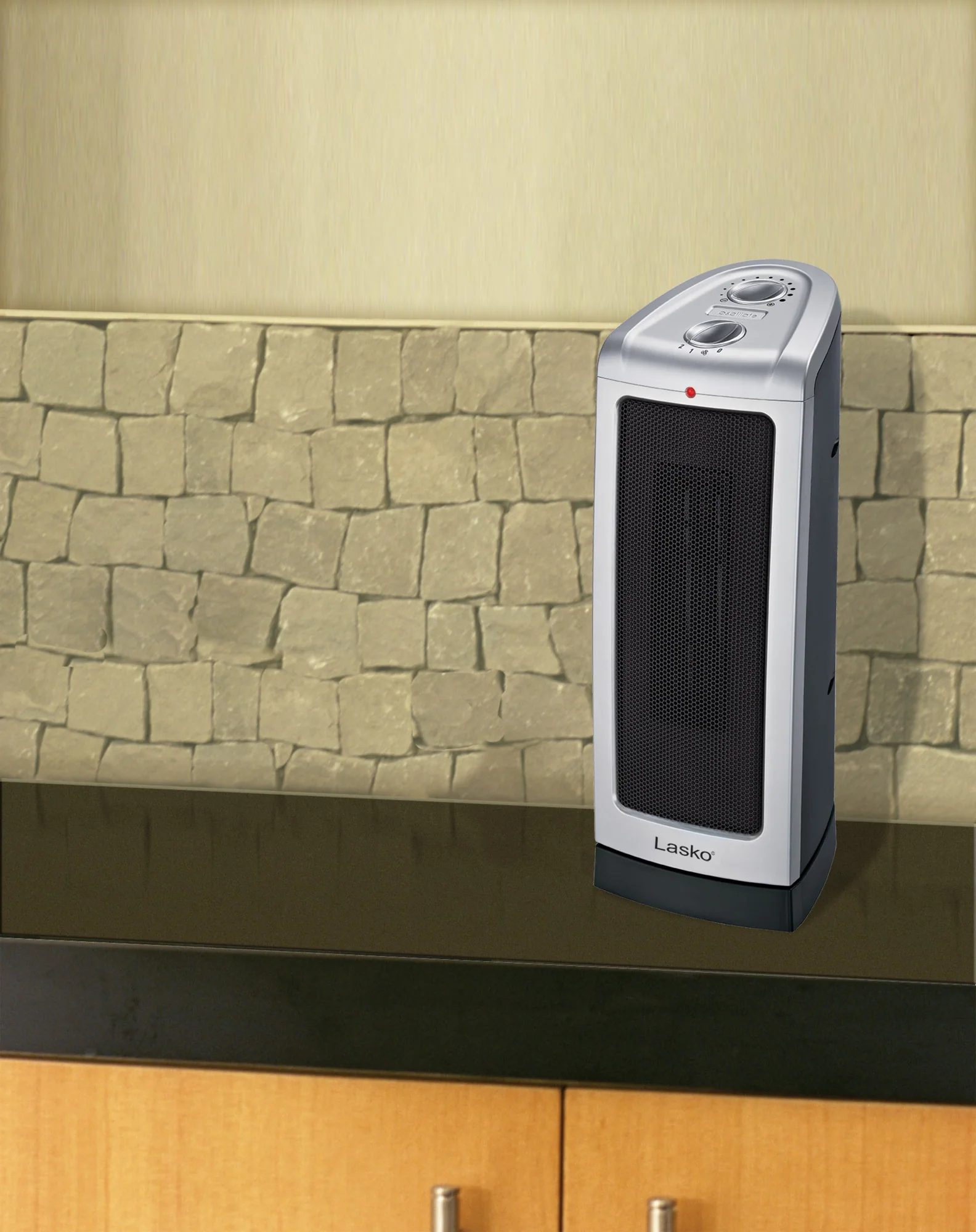 Lasko 1500W Electric Oscillating Ceramic Tower Space Heater with Thermostat, 5307, Silver - Image 5