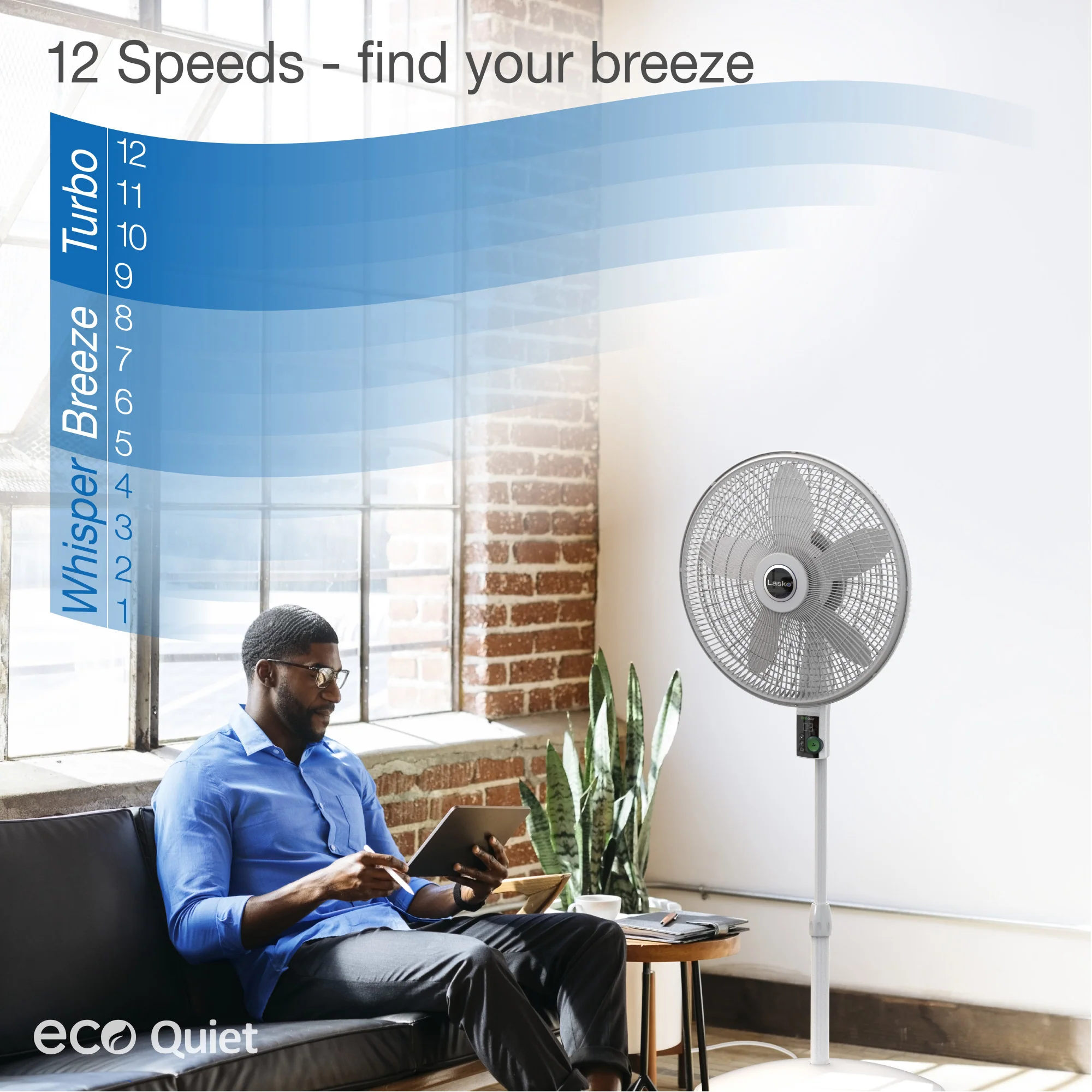 Lasko WhisperForce™ 18" 4-speed EcoQuiet DC Motor Pedestal Fan with Remote & Timer (white, model S18705) - Image 5
