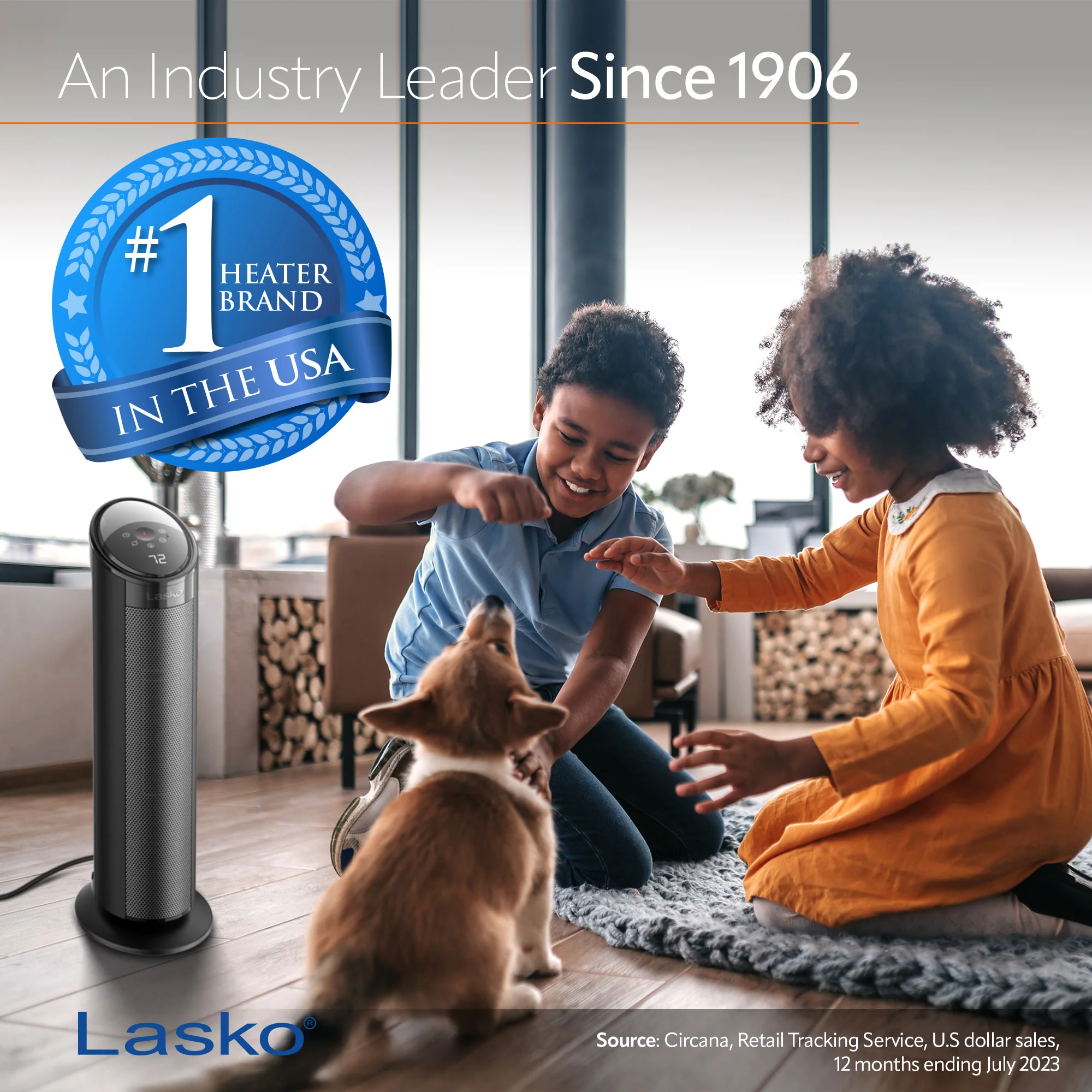 Lasko 22" Ceramic Tower Space Heater with Remote (black, model CT22495) - Image 2