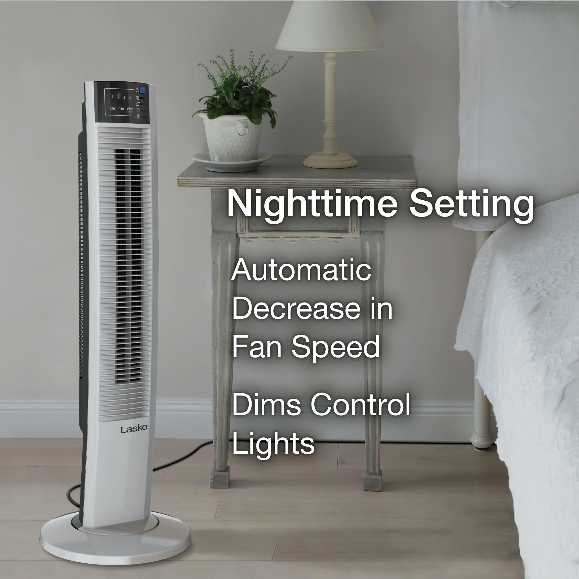 Lasko Wind Tower® 36" Tower Fan (4-speed, remote, timer, white) - Image 3