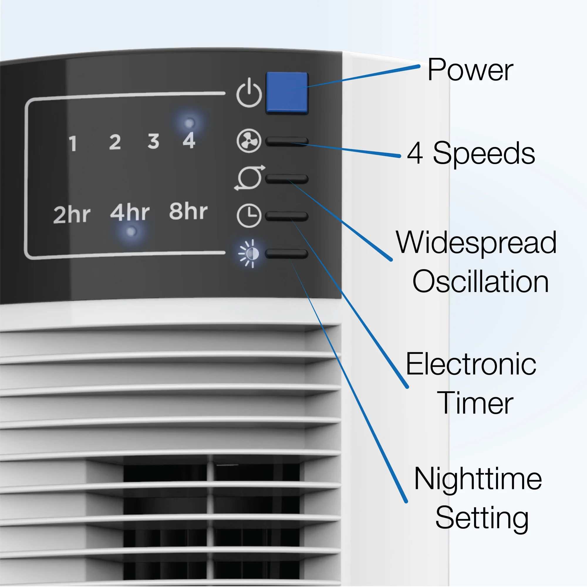Lasko Wind Tower® 36" Tower Fan (4-speed, remote, timer, white) - Image 4