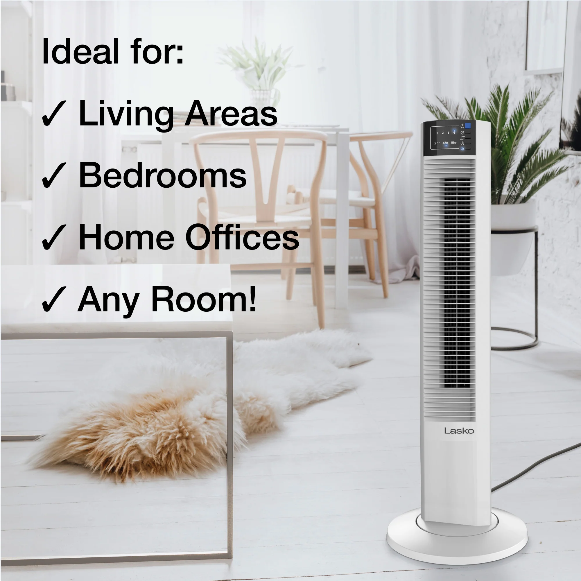 Lasko Wind Tower® 36" Tower Fan (4-speed, remote, timer, white) - Image 5