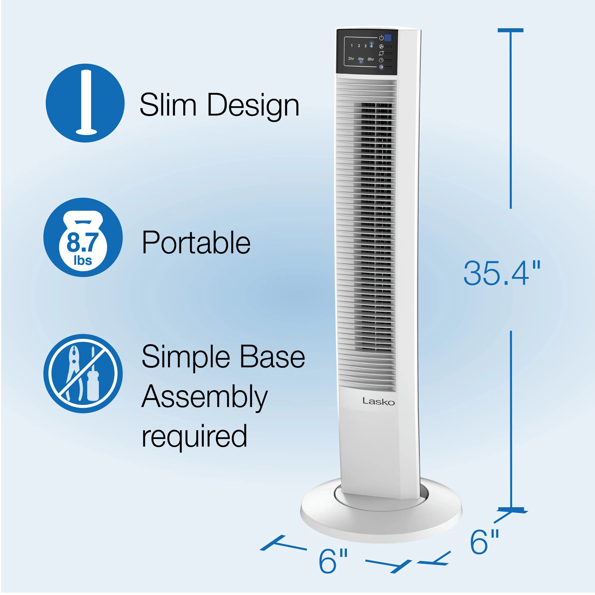 Lasko Wind Tower® 36" Tower Fan (4-speed, remote, timer, white) - Image 6
