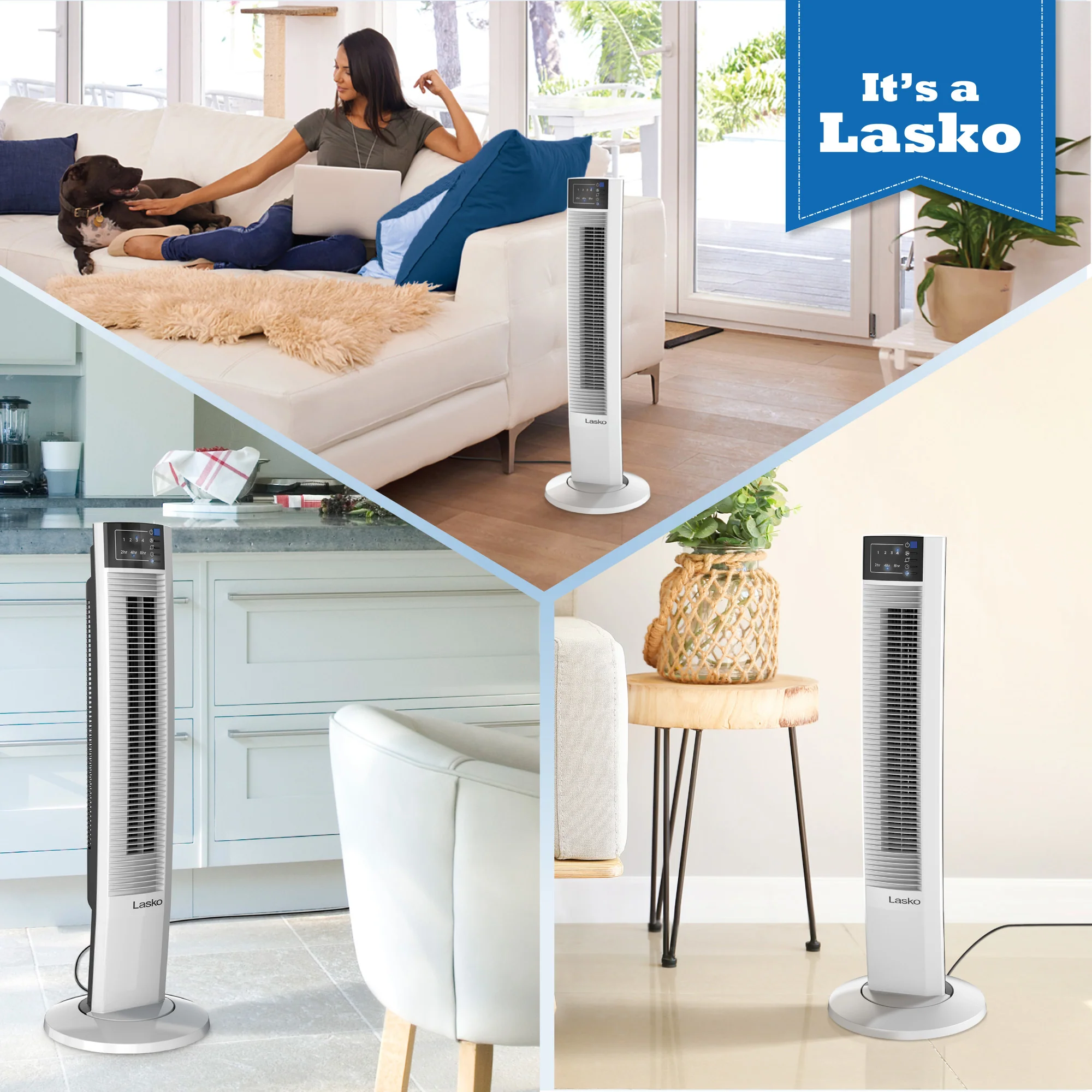 Lasko Wind Tower® 36" Tower Fan (4-speed, remote, timer, white) - Image 7
