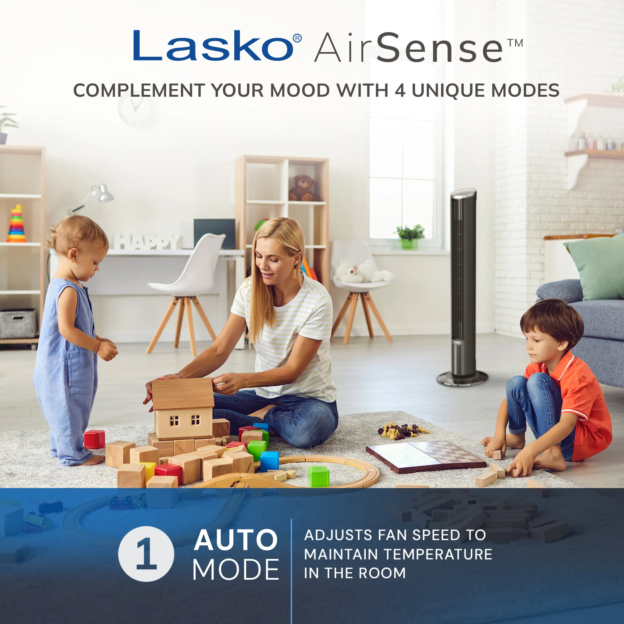 Lasko WhisperForce™ DC 42" Tower Fan (12-speed, remote, black/silver) - Image 4
