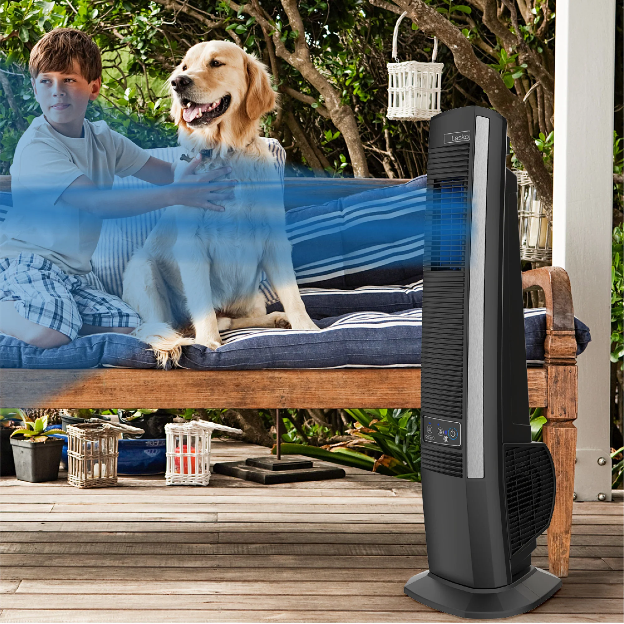 Lasko 42" Outdoor Tower Fan with Bluetooth Technology, YF200, Black - Image 8