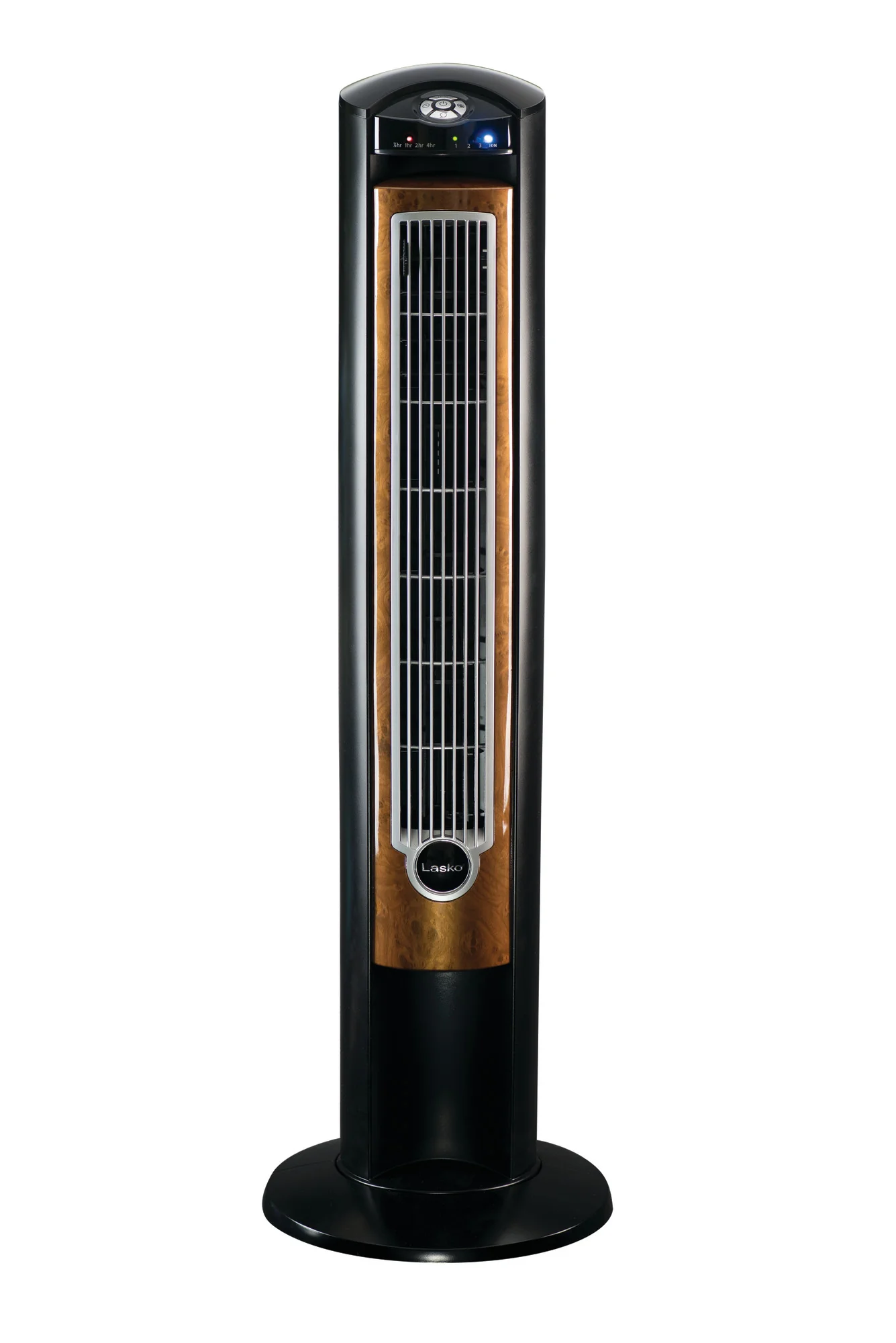 Lasko Wind Curve® 42" Tower Fan (3-speed, remote, timer, ionizer, black/woodgrain) - Image 7