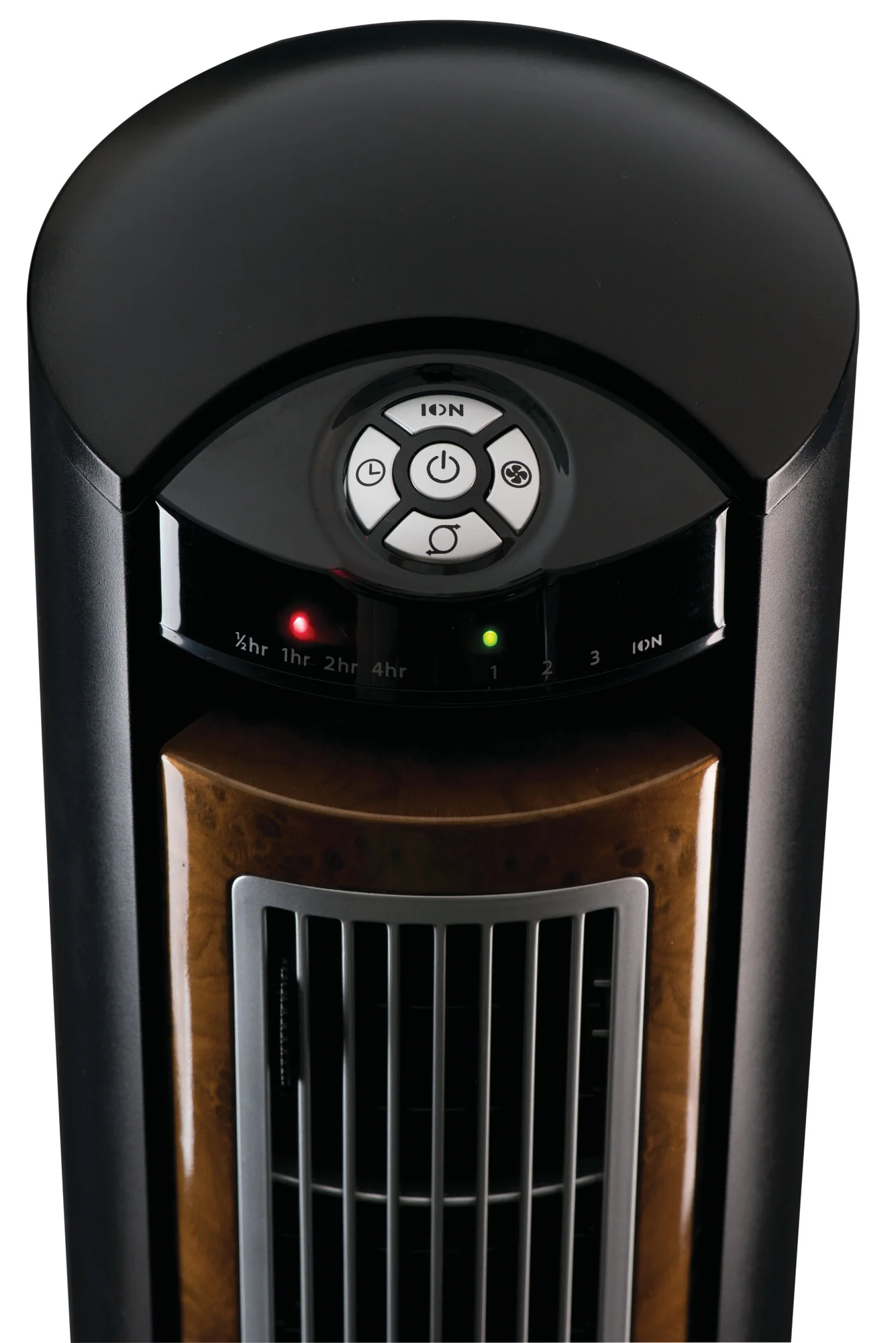 Lasko Wind Curve® 42" Tower Fan (3-speed, remote, timer, ionizer, black/woodgrain) - Image 8