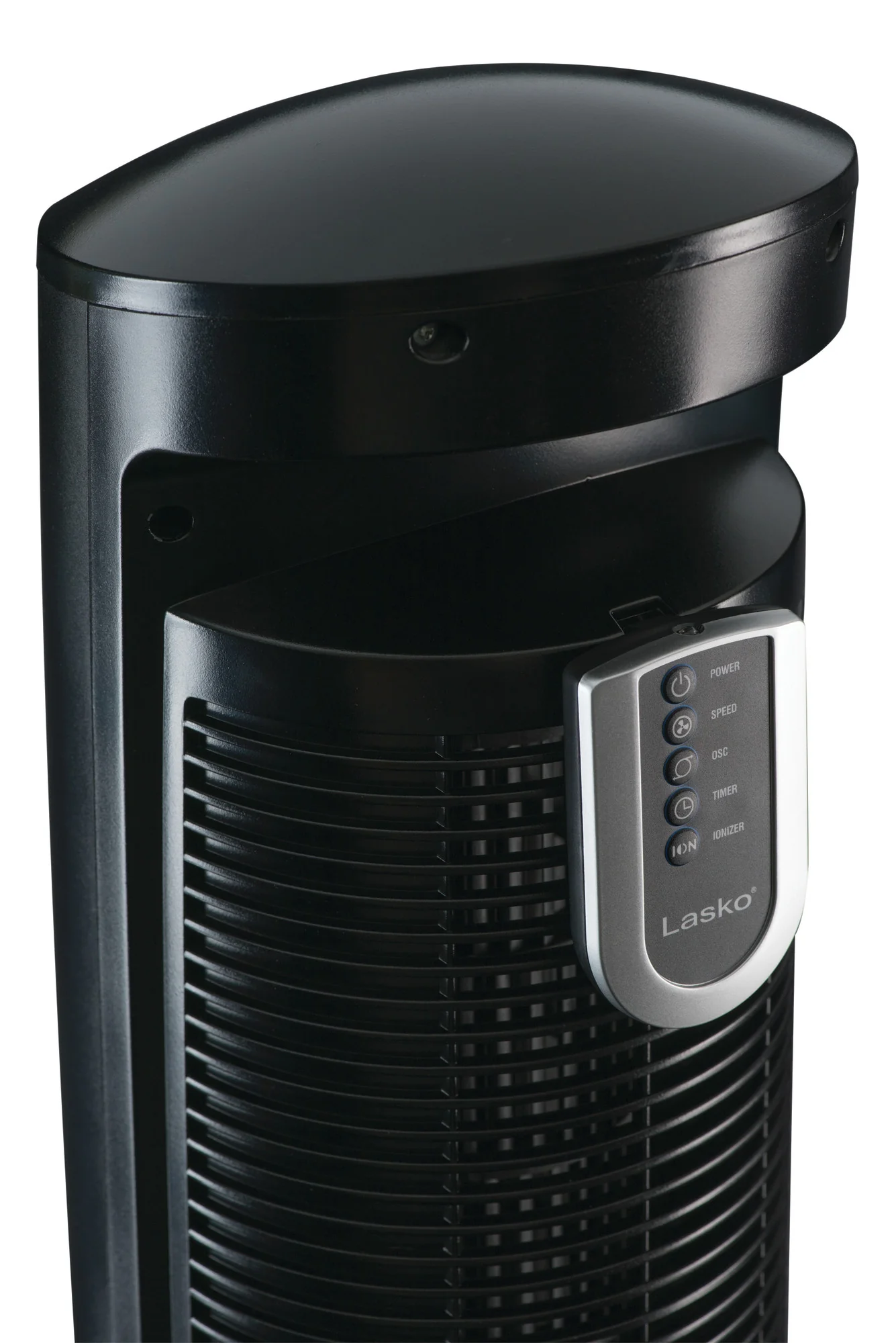 Lasko Wind Curve® 42" Tower Fan (3-speed, remote, timer, ionizer, black/woodgrain) - Image 9