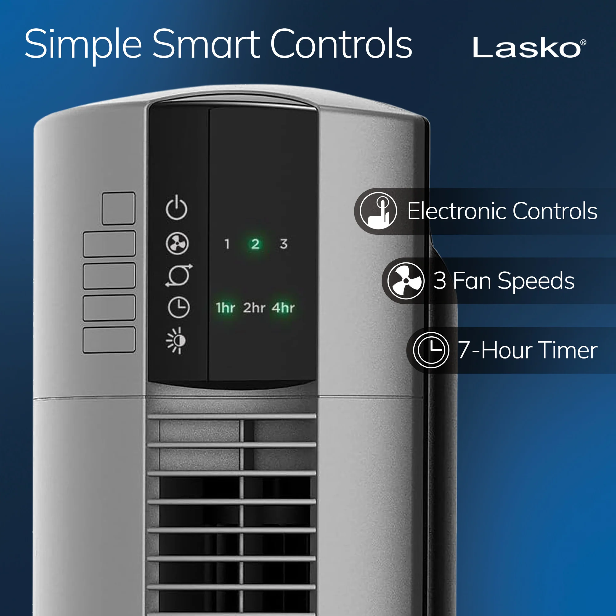 Lasko Xtra Air 48" Tower Fan (4-speed, remote, timer, gray) - Image 3