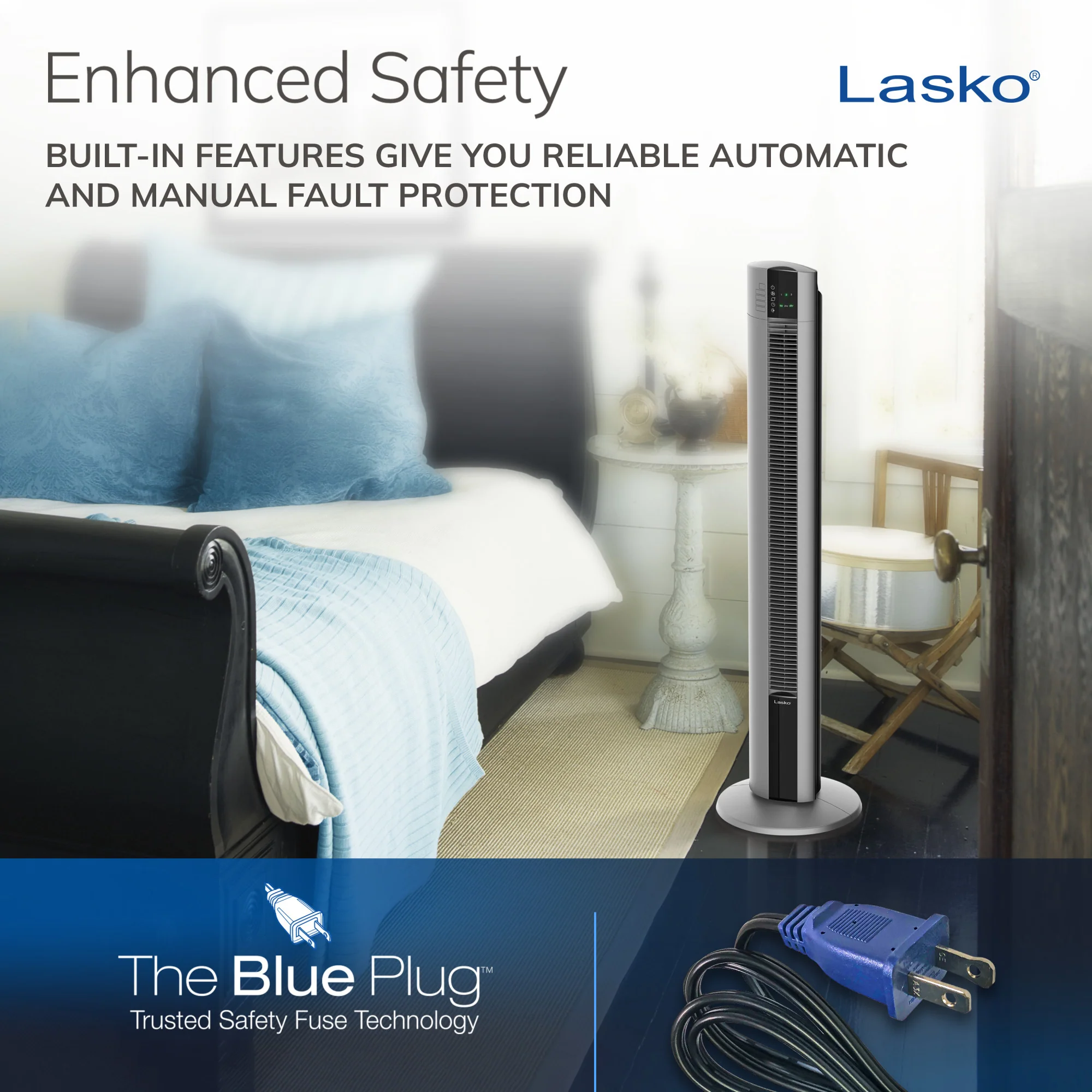 Lasko Xtra Air 48" Tower Fan (4-speed, remote, timer, gray) - Image 6