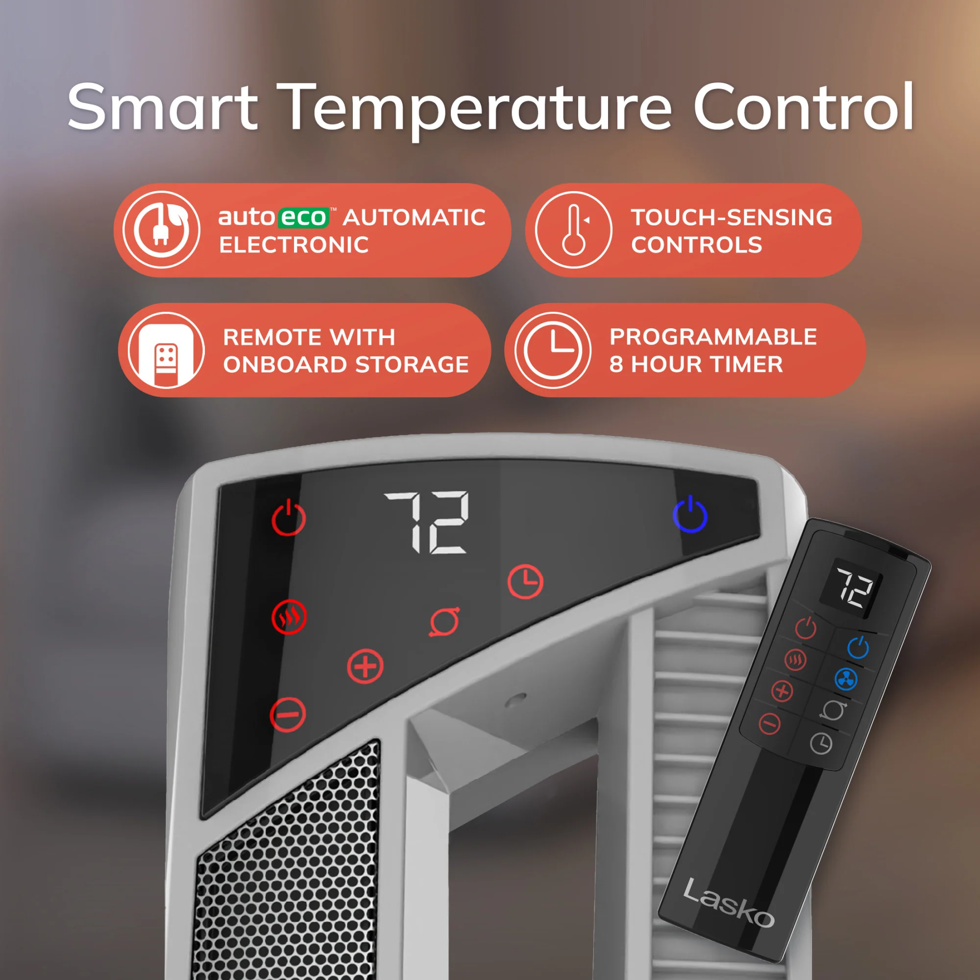 Lasko All Season High Velocity Hybrid Tower Fan and Space Heater in One with Remote Control, FHV820, White - Image 6
