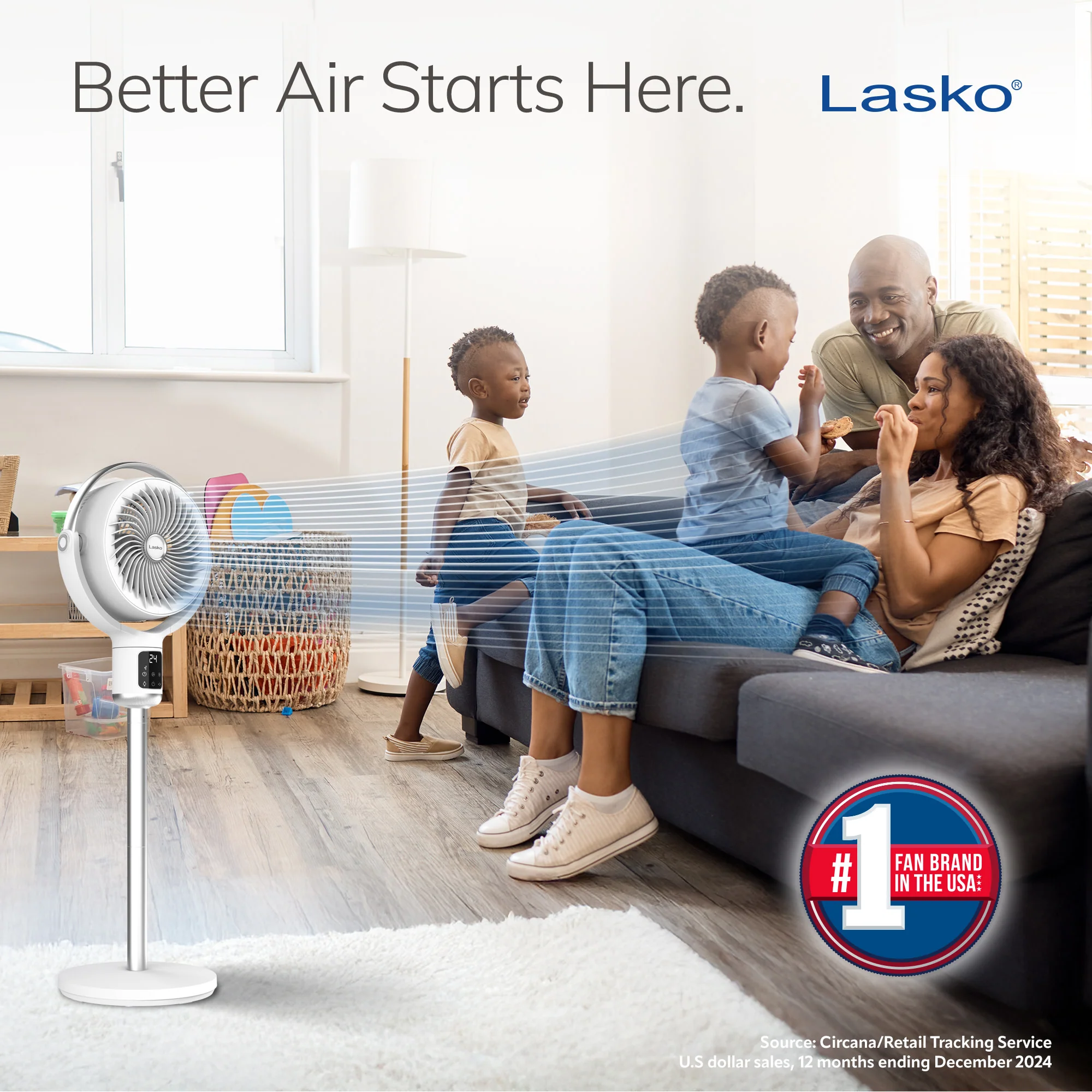 Lasko WhisperForce™ 24-speed DC Motor Pedestal Fan with Remote & Timer (white, model APDC301) - Image 2