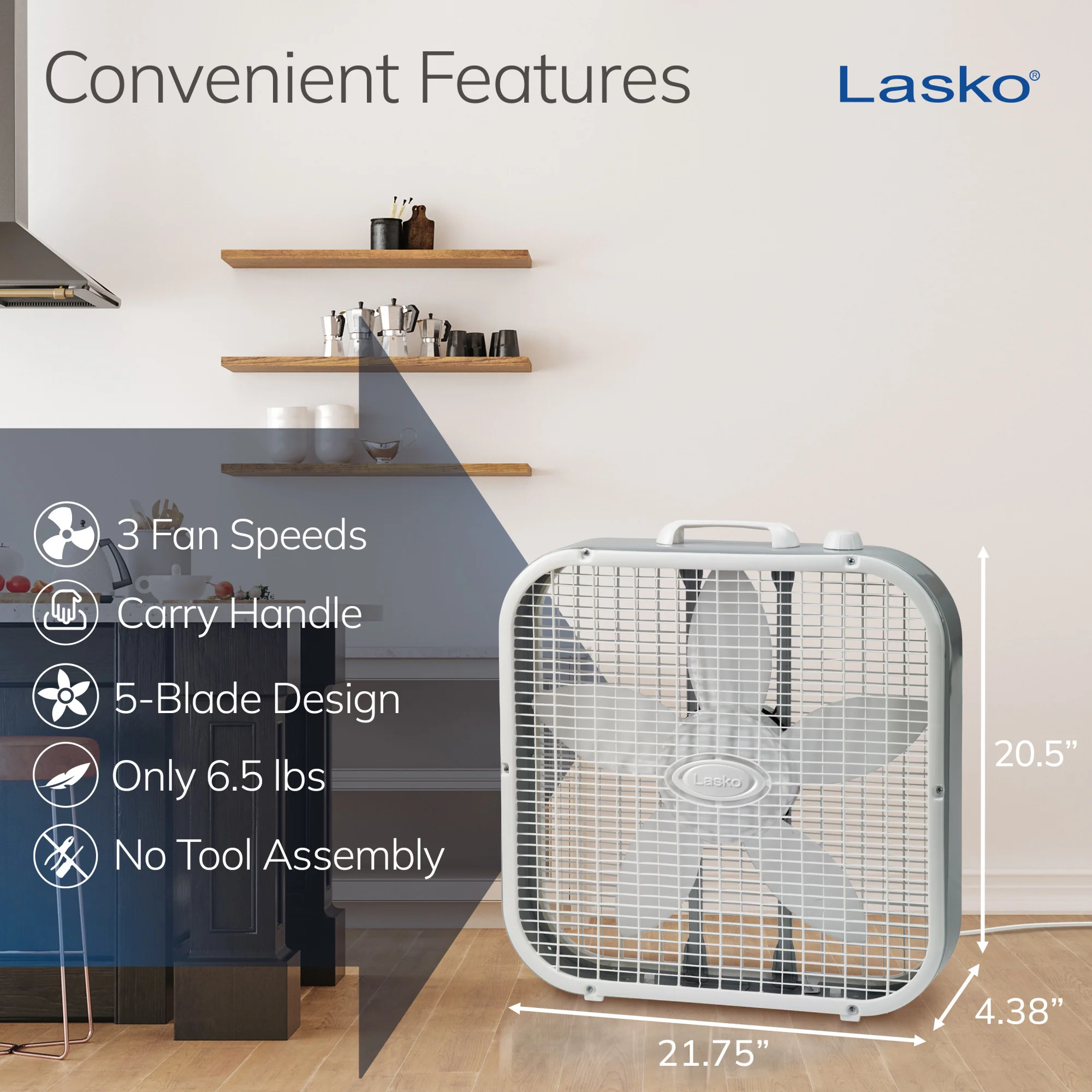 Lasko B20201 20" Box Fan with Save-Smart Technology - Image 5
