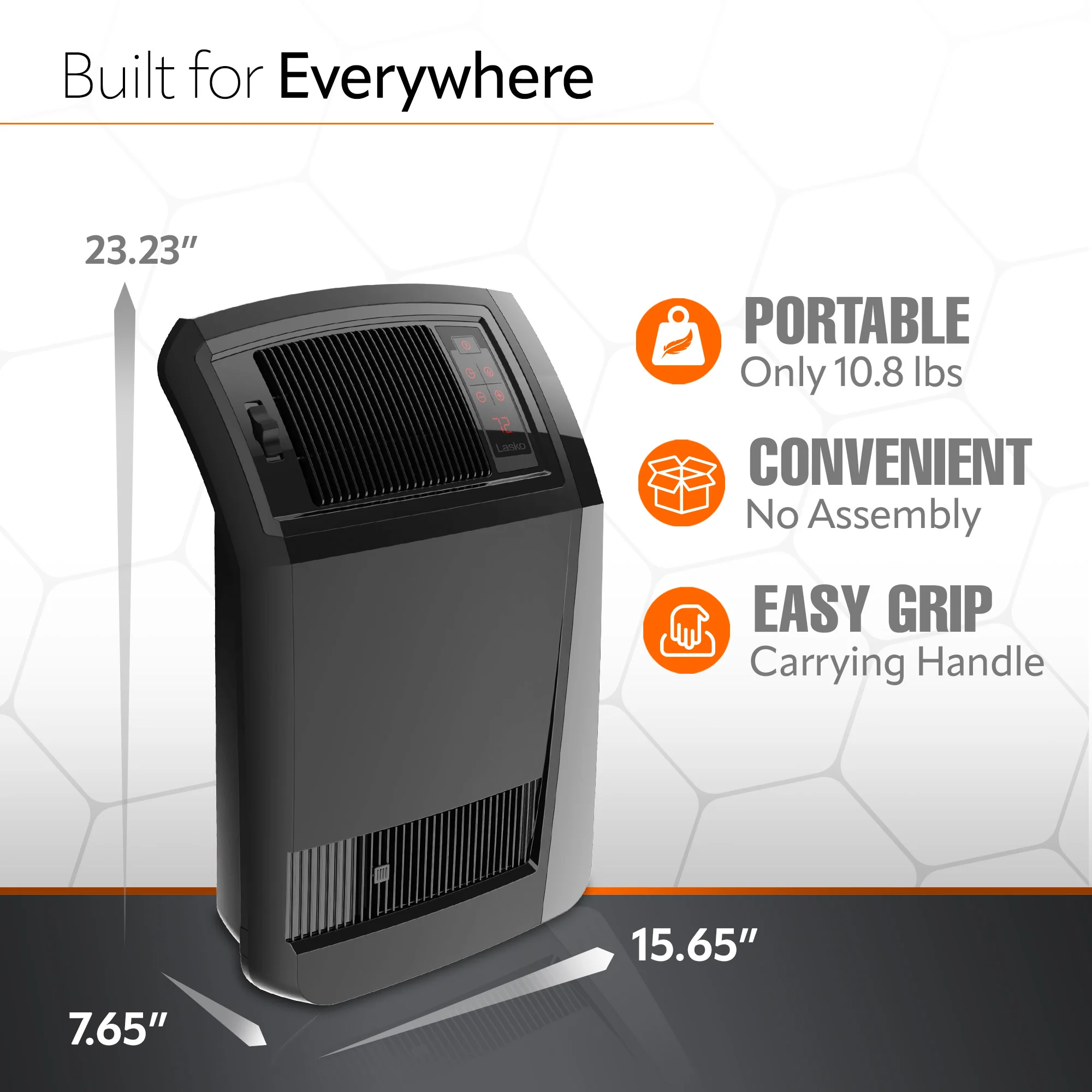 Lasko CC24925 24" Cyclonic Ceramic Full Room Space Heater, Black - Image 5