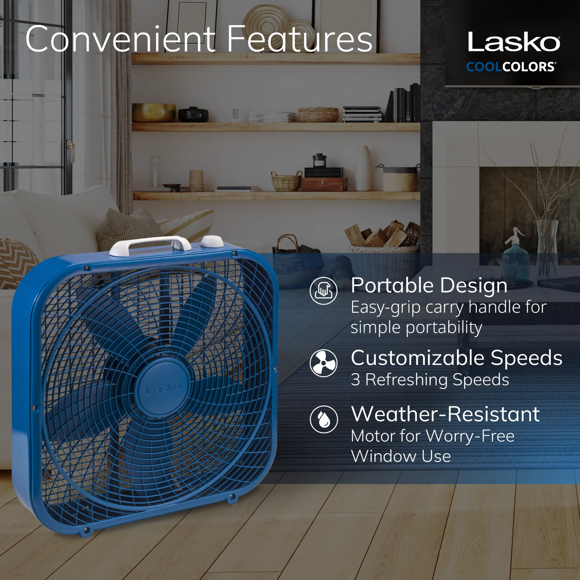 Lasko Cool Colors Box Fan (blue) - Image 3