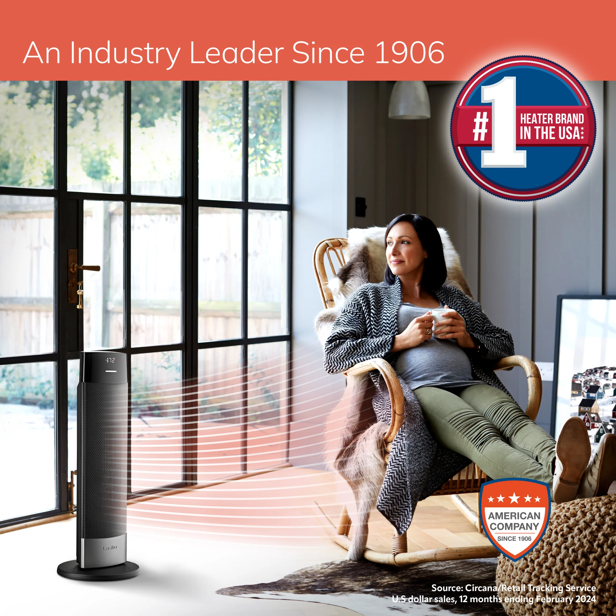 Lasko CT24950 Ellipse 24" Tower Space Heater with Remote Control, Black - Image 6