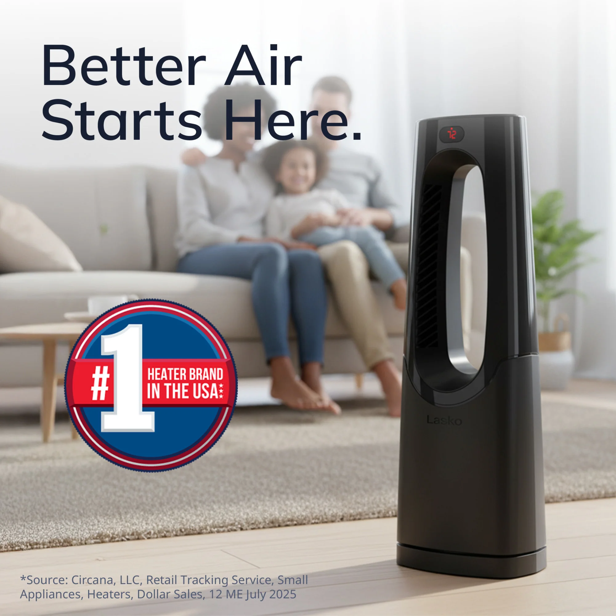 Lasko CW100 1500W Bladeless Tower Heater with Remote Control - Image 2