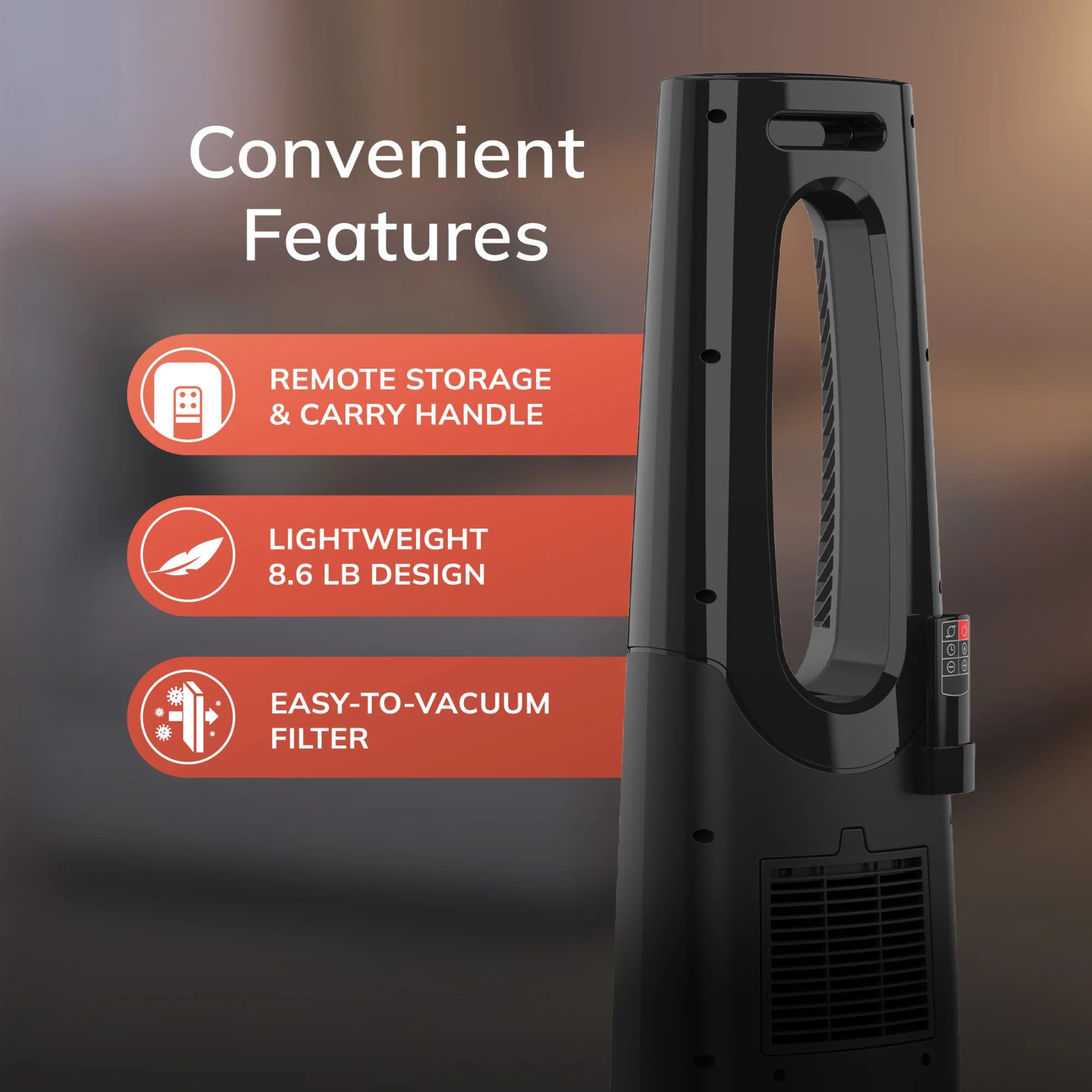 Lasko CW100 1500W Bladeless Tower Heater with Remote Control - Image 6