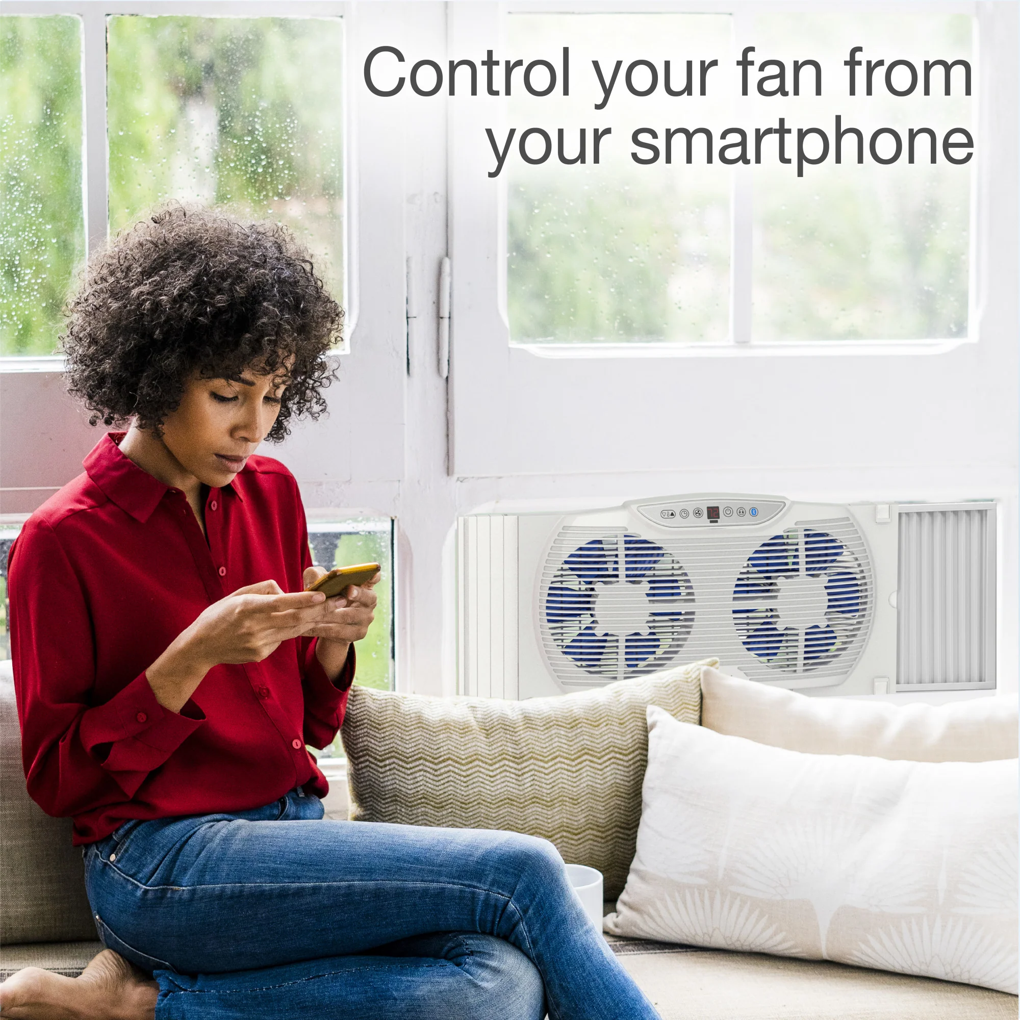 Lasko Electrically Reversible Twin Window Fan with Bluetooth Technology, W09560, White - Image 3