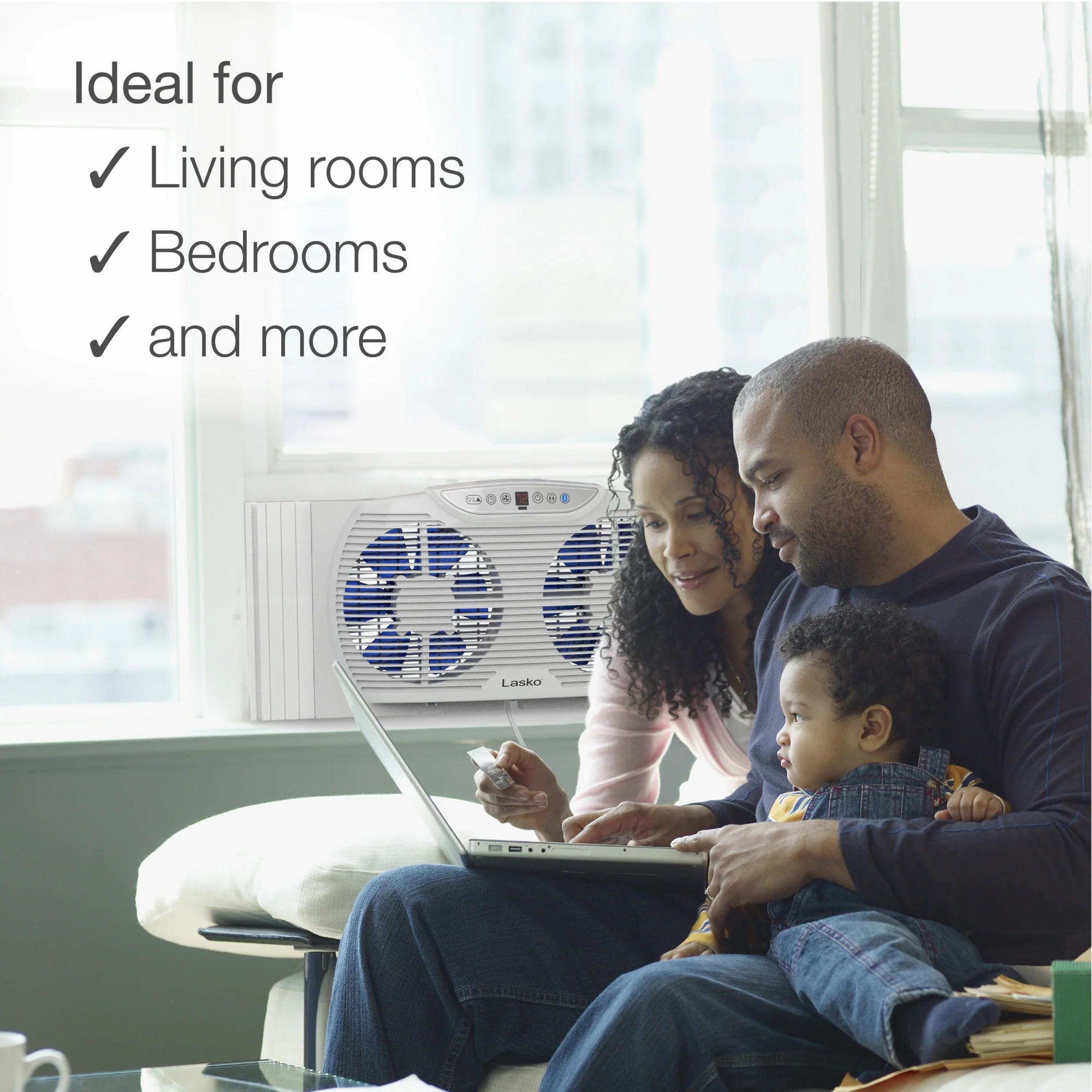 Lasko Electrically Reversible Twin Window Fan with Bluetooth Technology, W09560, White - Image 5