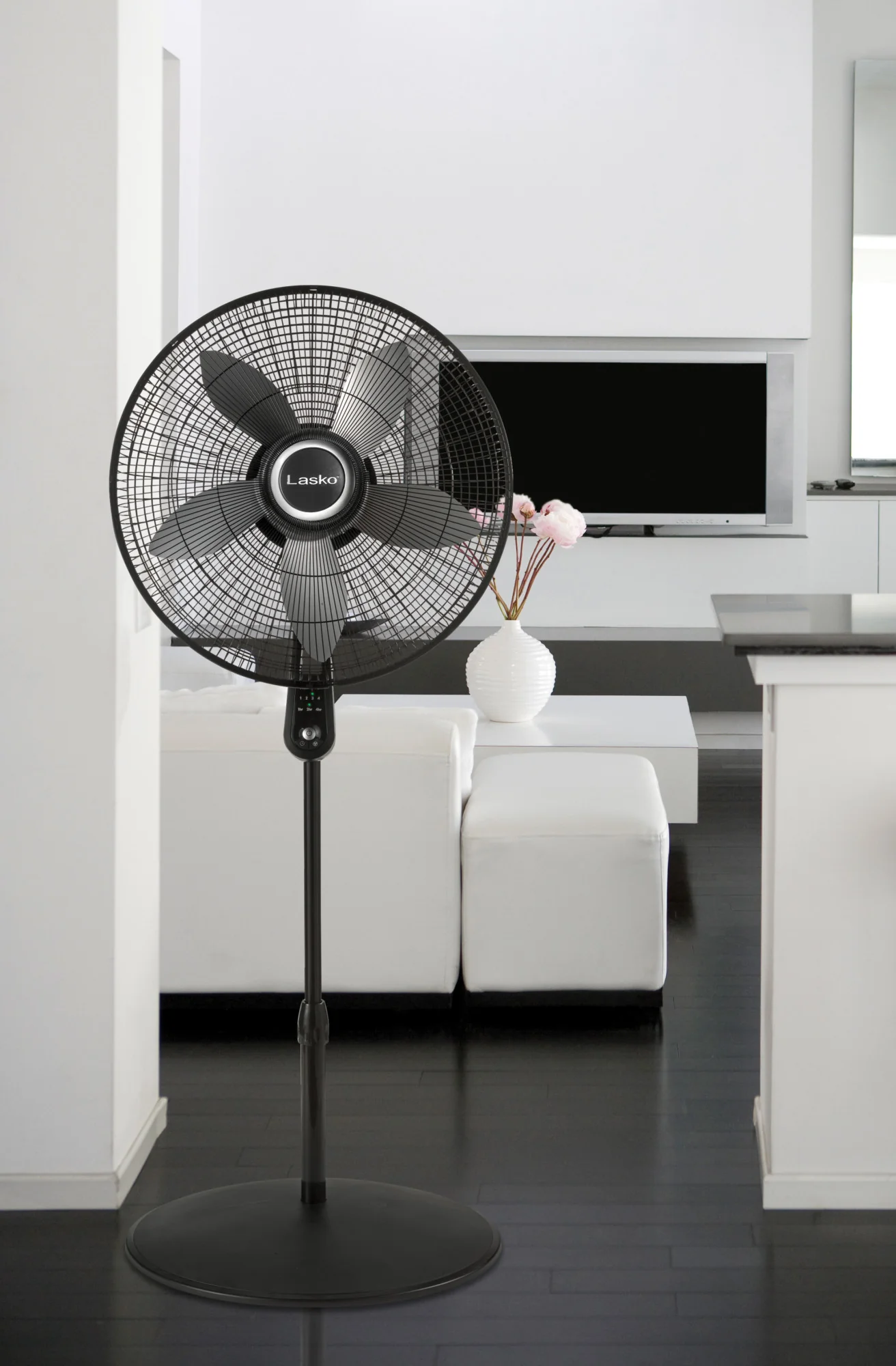 Lasko 20" Pedestal Fan (4-speed, remote, timer, black) - Image 16
