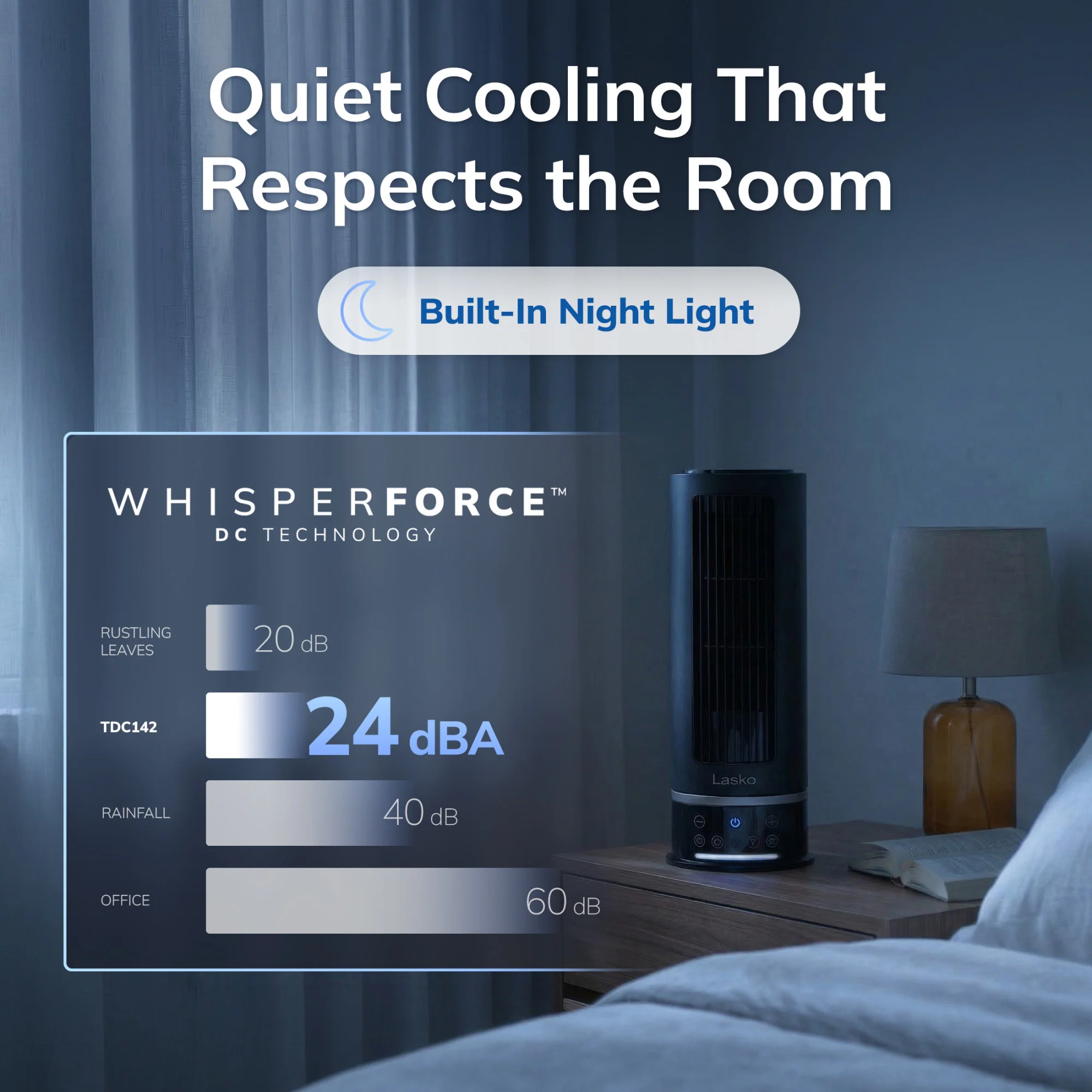 Lasko WhisperForce™ DC 14" Table Top Fan (12-speed, remote, timer, black) - Image 4