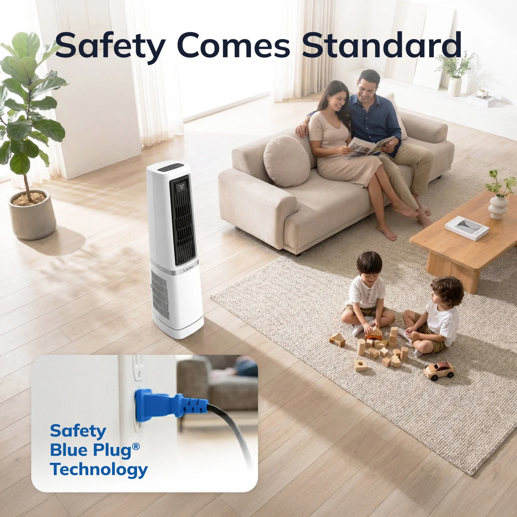 Lasko High Velocity WhisperForce™ DC 35" Tower Fan (12-speed, remote, timer, 90° oscillation, air filtration, black) - Image 6
