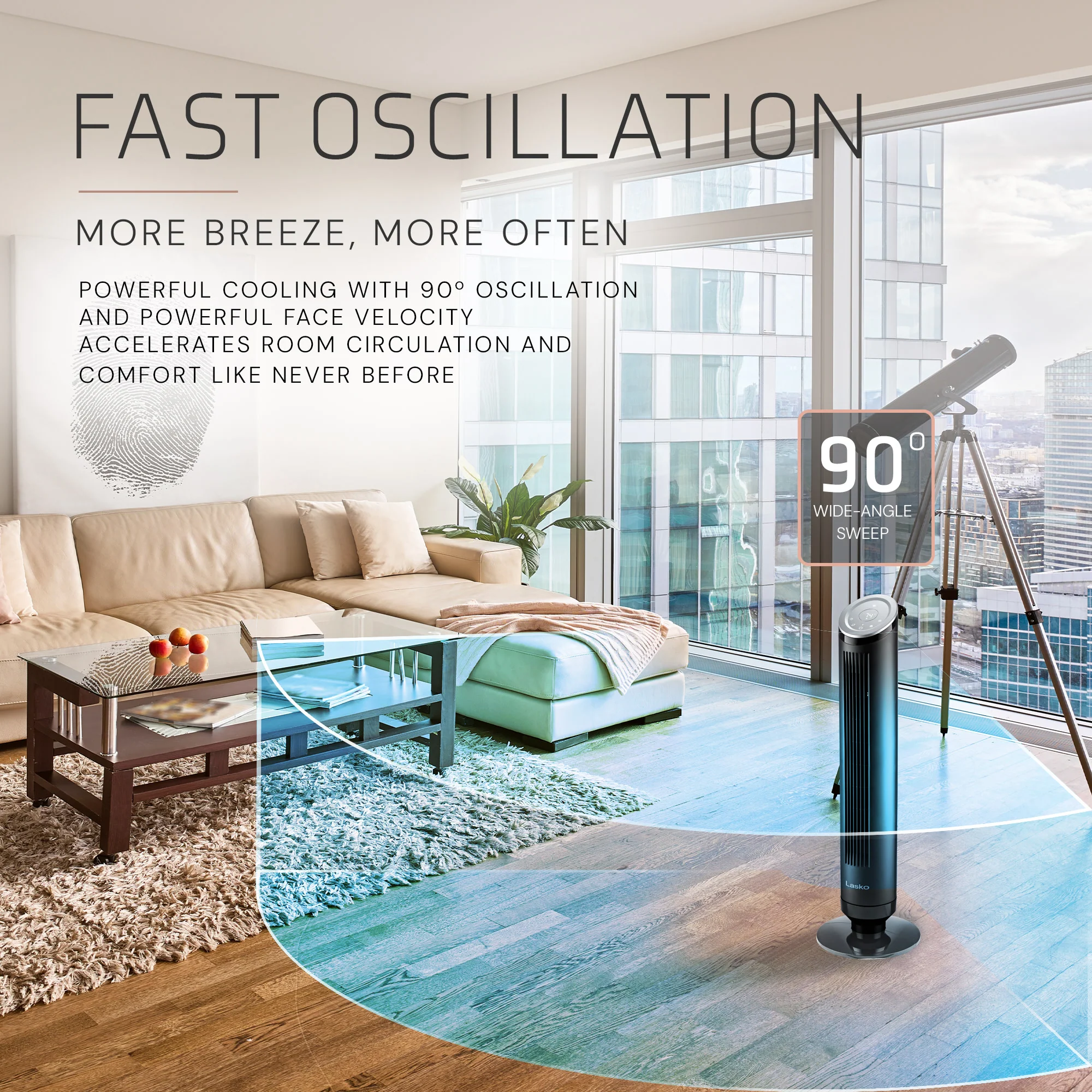 Lasko Summit 36" Tower Fan & Air Cleaner (4-speed, remote, mesh filtration, black) - Image 7