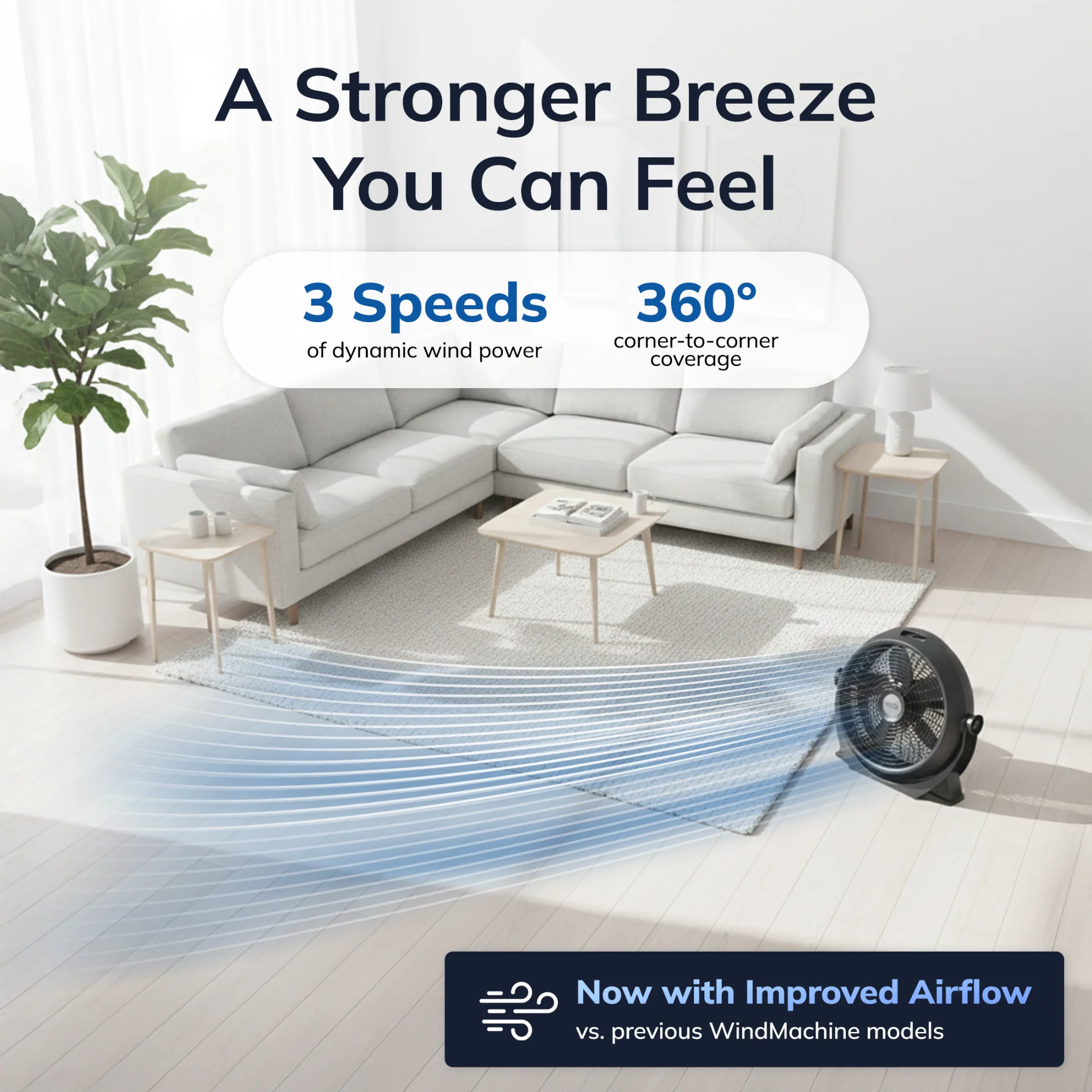 Lasko Wind Machine® 20" Air Circulator Floor Fan (3-speed, manual, 360° airflow, black) - Image 3