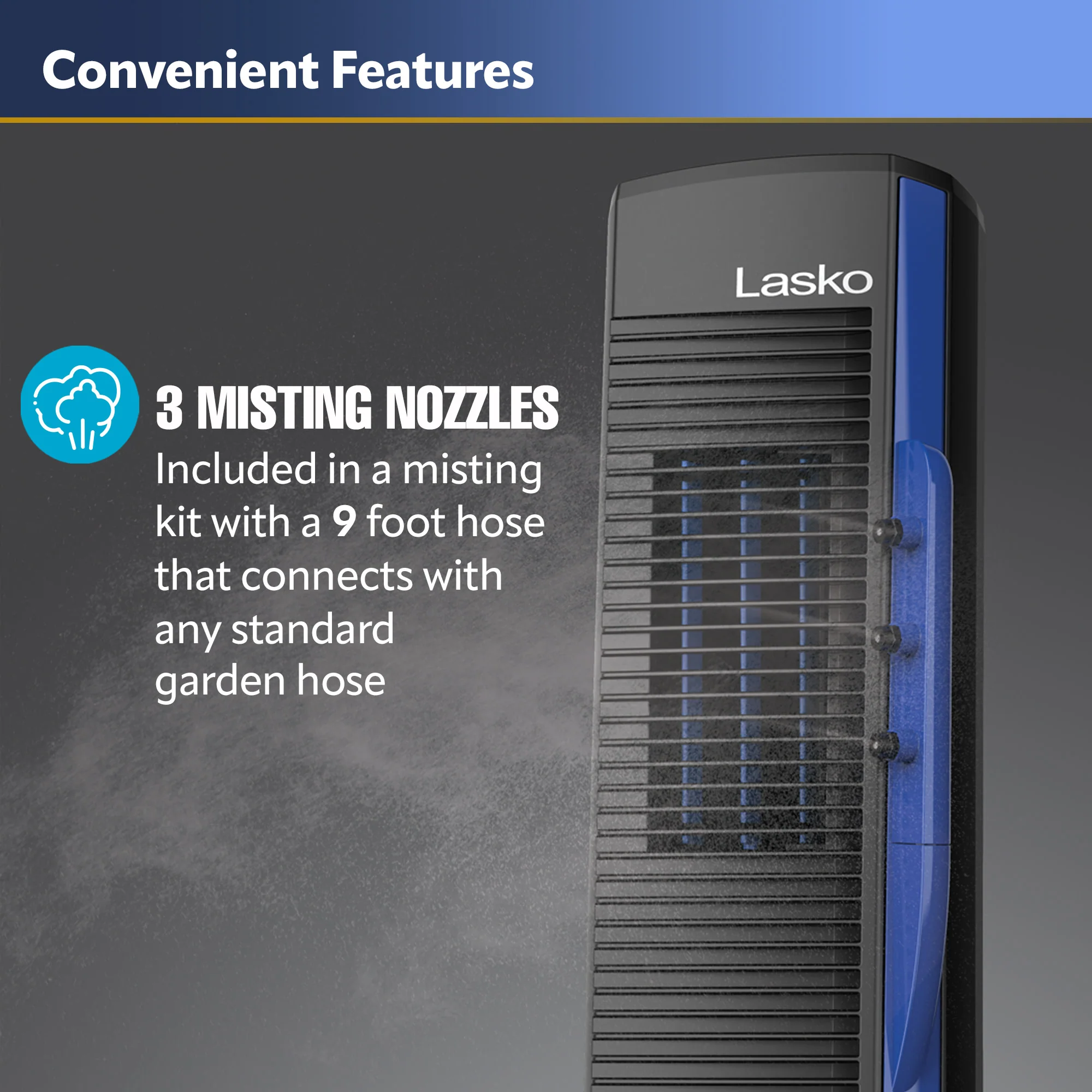 Lasko Misto® 42" Misting Outdoor Tower Fan (4-speed, - Image 3