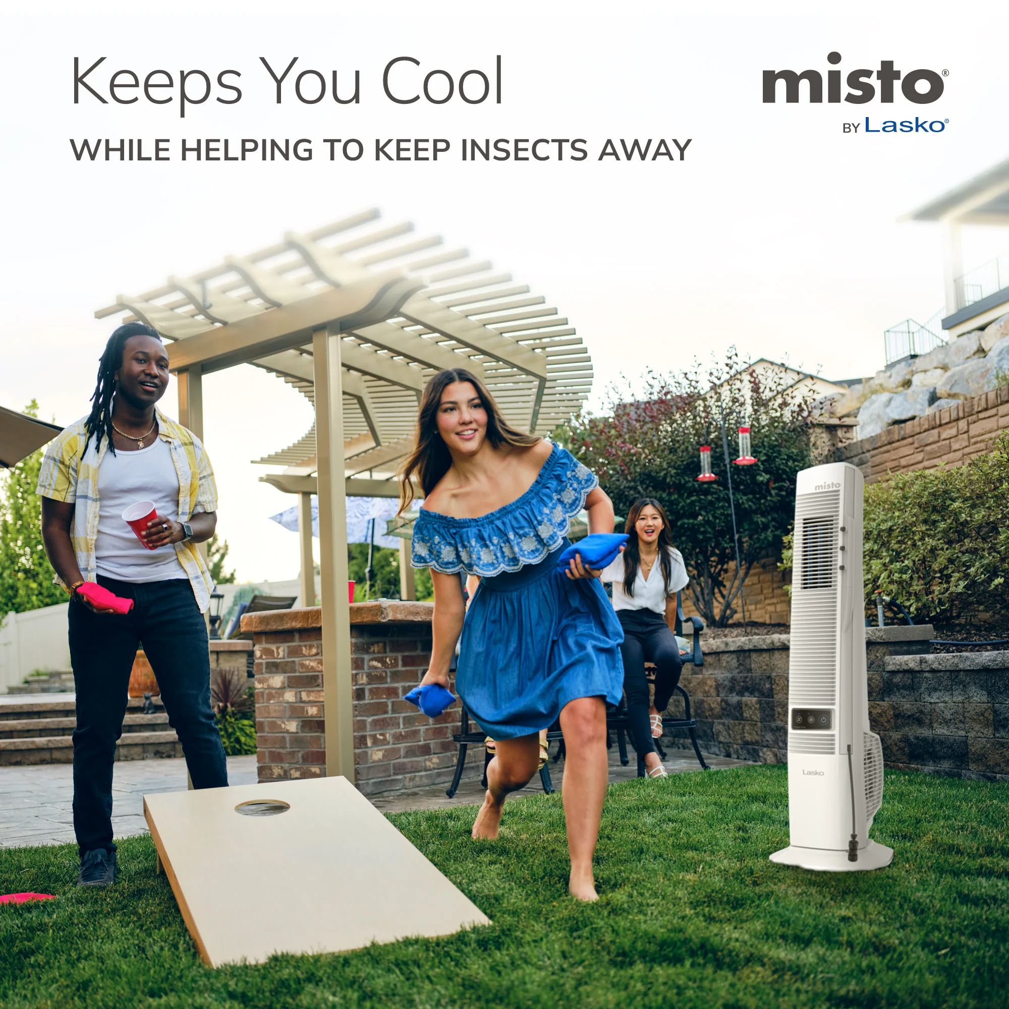 Lasko YF321 42" Misting Outdoor Tower Fan with 10-Foot Power Cord and 4 speeds: White - Image 4